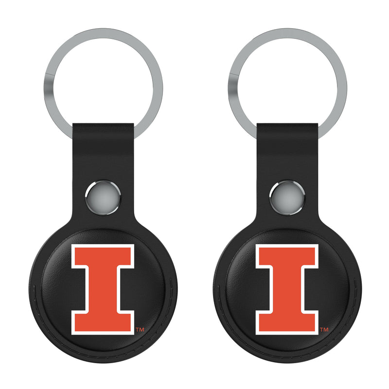 University of Illinois Fighting Illini Insignia AirTag Black Airtag Holder 2-Pack Flat.Jpg