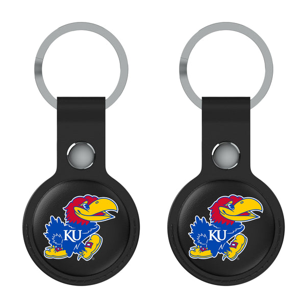 University of Kansas Jayhawks Insignia AirTag Black Airtag Holder 2-Pack Flat.Jpg