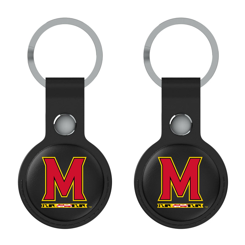 University of Maryland Terrapins Insignia AirTag Black Airtag Holder 2-Pack Flat.Jpg