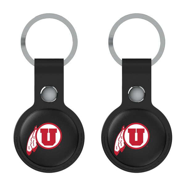 University of Utah Utes Insignia AirTag Black Airtag Holder 2-Pack Flat.Jpg