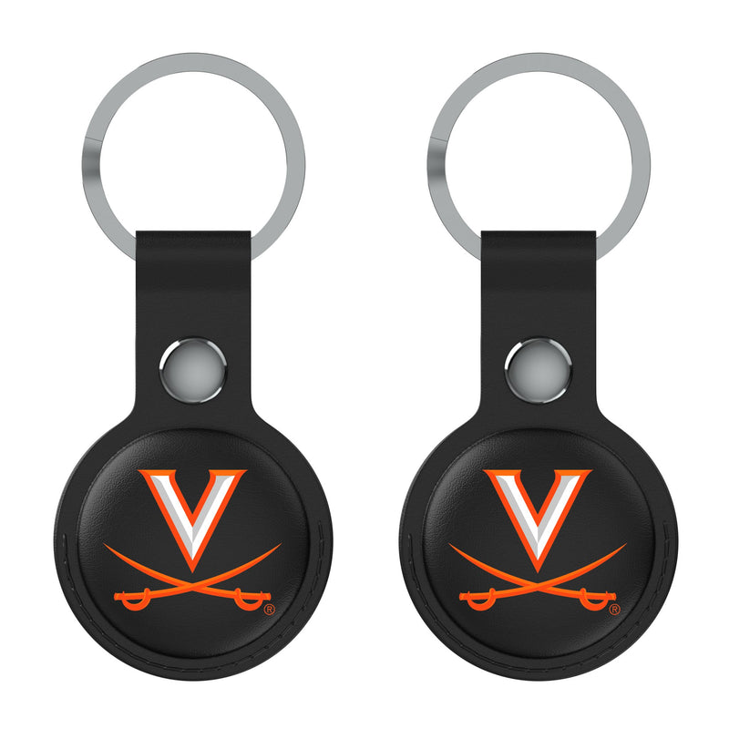 University of Virginia Cavaliers Insignia AirTag Black Airtag Holder 2-Pack Flat.Jpg