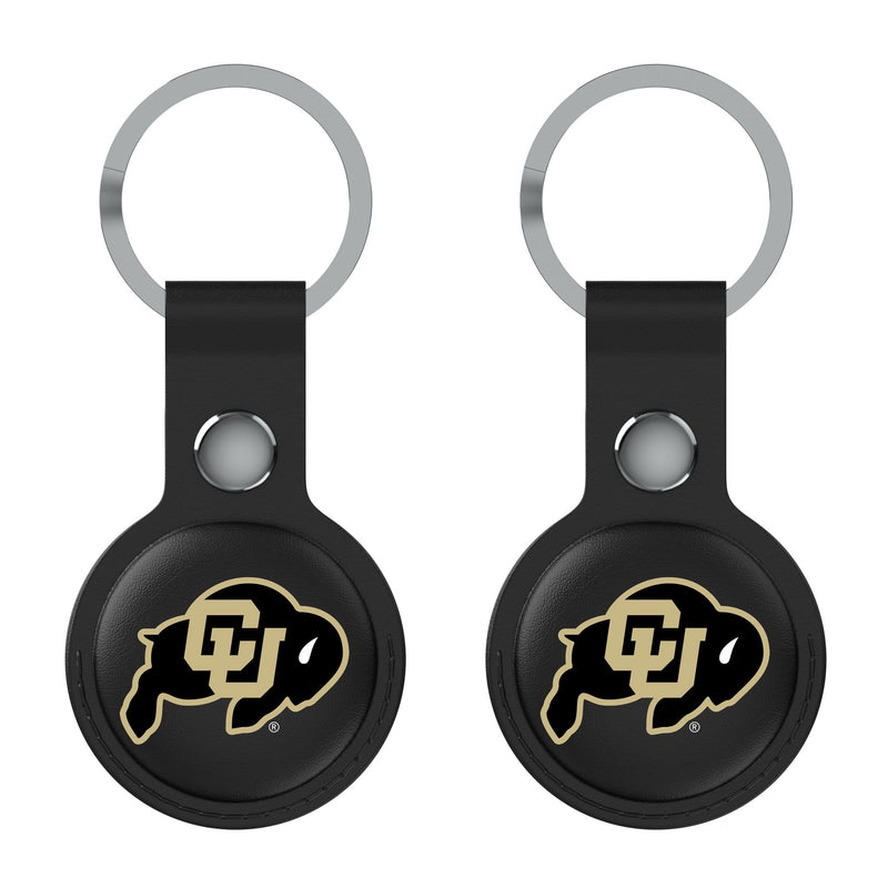 University of Colorado Buffaloes Insignia AirTag Black Airtag Holder 2-Pack Flat.Jpg