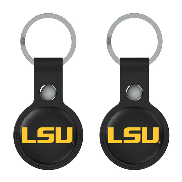 Louisiana State University Tigers Insignia AirTag Black Airtag Holder 2-Pack Flat.Jpg