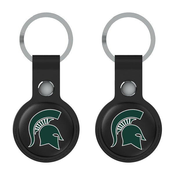 Michigan State University Spartans Insignia AirTag Black Airtag Holder 2-Pack Flat.Jpg