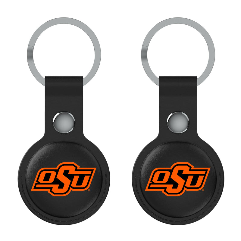 Oklahoma State University Cowboys Insignia AirTag Black Airtag Holder 2-Pack Flat.Jpg