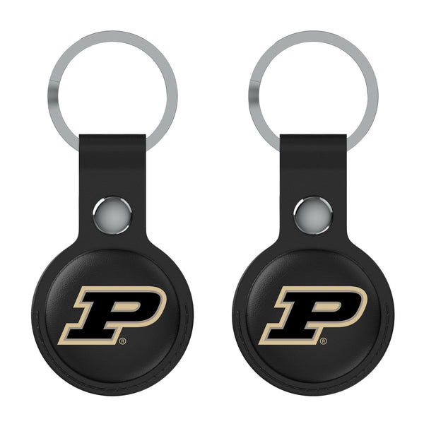 Purdue University Boilermakers Insignia AirTag Black Airtag Holder 2-Pack Flat.Jpg