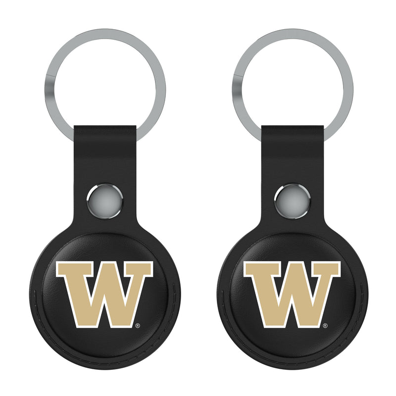 University of Washington Huskies Insignia AirTag Black Airtag Holder 2-Pack Flat.Jpg