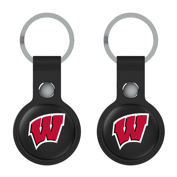 University of Wisconsin Badgers Insignia AirTag Black Airtag Holder 2-Pack Flat.Jpg