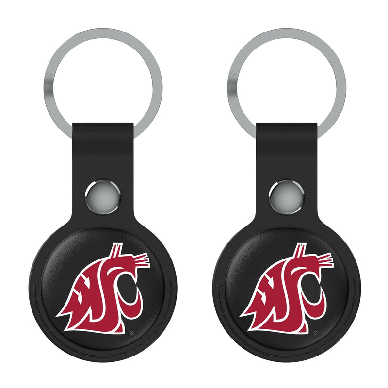 Washington State University Cougars Insignia AirTag Black Airtag Holder 2-Pack Flat.Jpg