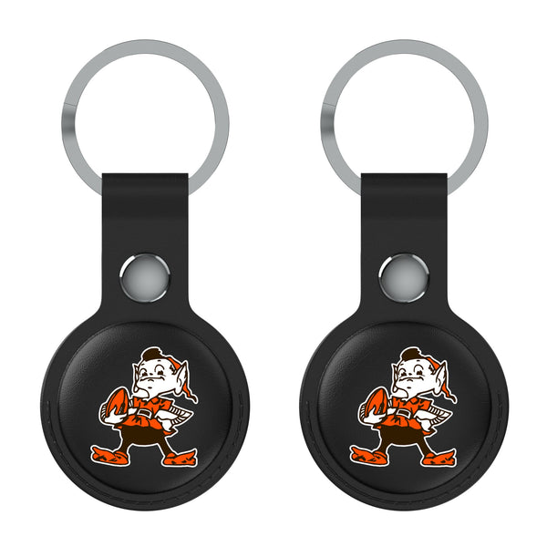 Cleveland Browns Historic Collection Insignia AirTag Black Airtag Holder 2-Pack Flat.Jpg