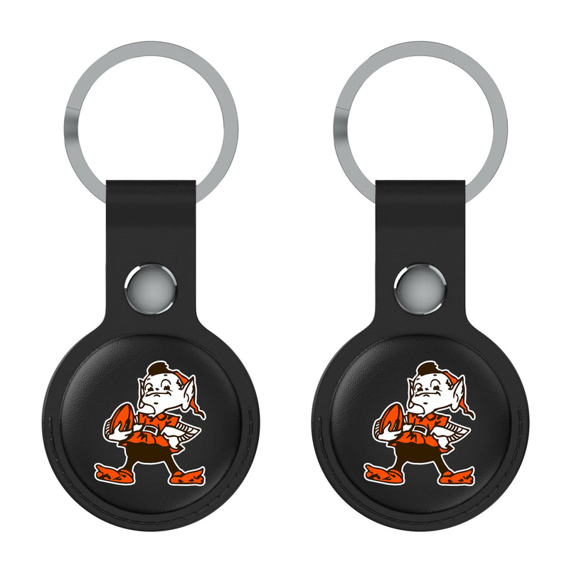 Cleveland Browns Historic Collection Insignia AirTag Black Airtag Holder 2-Pack Flat.Jpg