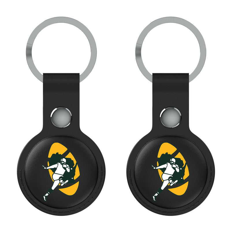 Green Bay Packers Historic Collection Insignia AirTag Black Airtag Holder 2-Pack Flat.Jpg