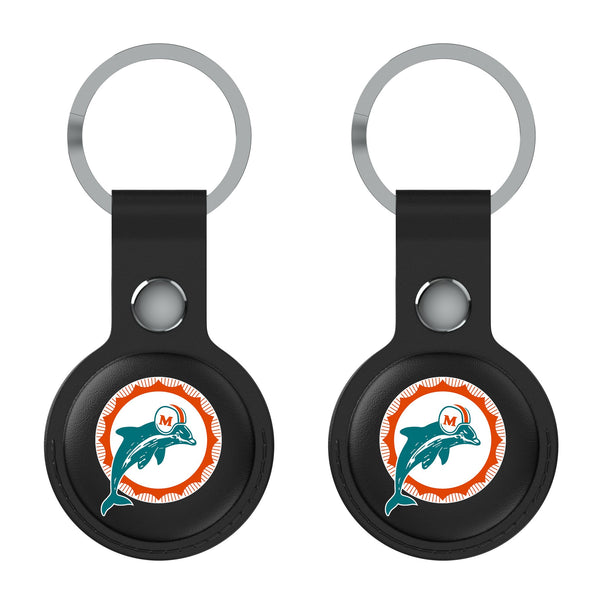 Miami Dolphins 1966-1973 Historic Collection Insignia AirTag Black Airtag Holder 2-Pack Flat.Jpg