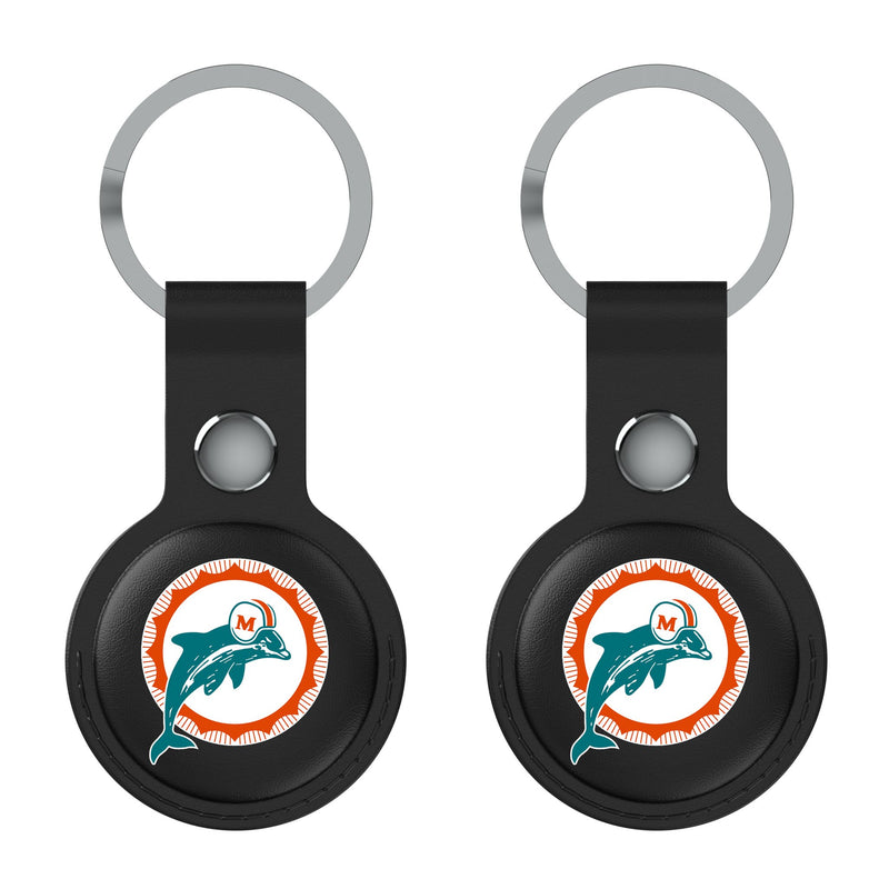 Miami Dolphins 1966-1973 Historic Collection Insignia AirTag Black Airtag Holder 2-Pack Flat.Jpg