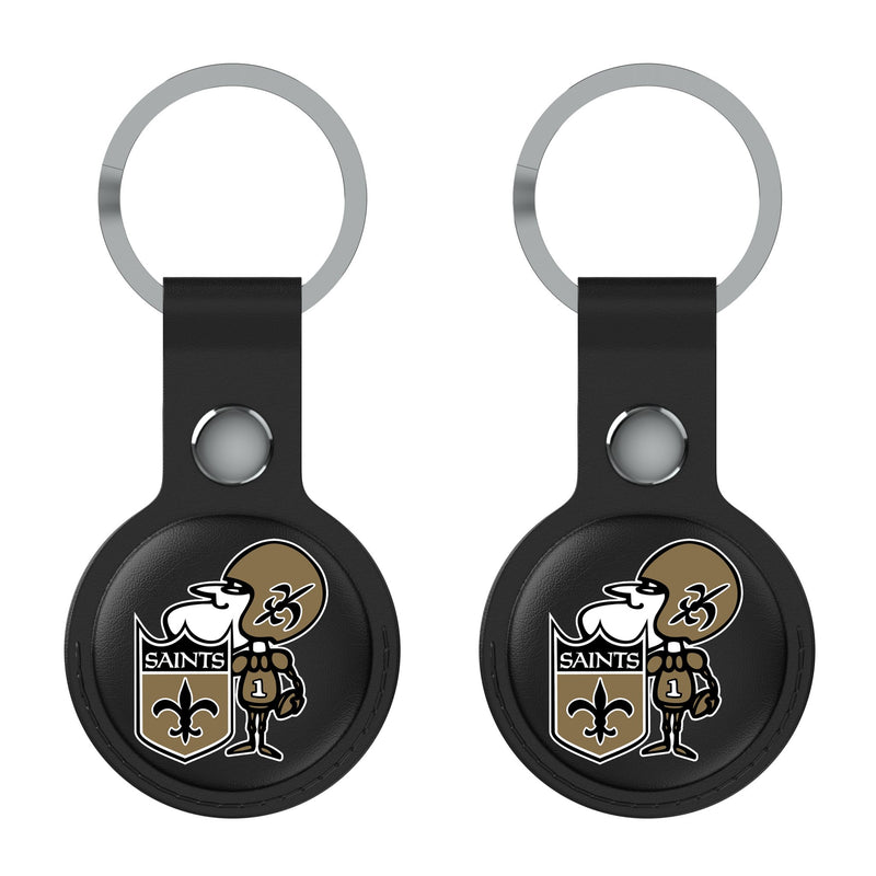 New Orleans Saints Historic Collection Insignia AirTag Black Airtag Holder 2-Pack Flat.Jpg