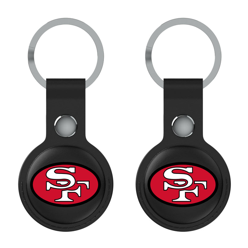 San Francisco 49ers Historic Collection Insignia AirTag Black Airtag Holder 2-Pack Flat.Jpg