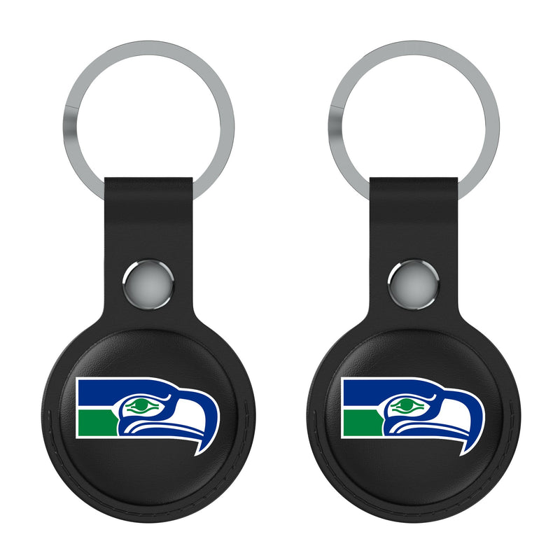 Seattle Seahawks Historic Collection Insignia AirTag Black Airtag Holder 2-Pack Flat.Jpg