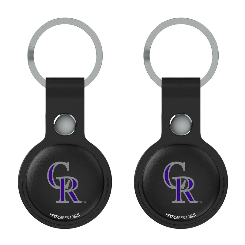 Colorado Rockies Insignia AirTag Black Airtag Holder 2-Pack Flat.Jpg