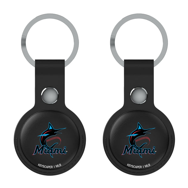 Miami Marlins Insignia AirTag Black Airtag Holder 2-Pack Flat.Jpg