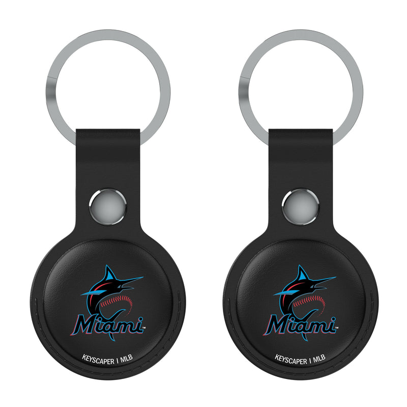 Miami Marlins Insignia AirTag Black Airtag Holder 2-Pack Flat.Jpg