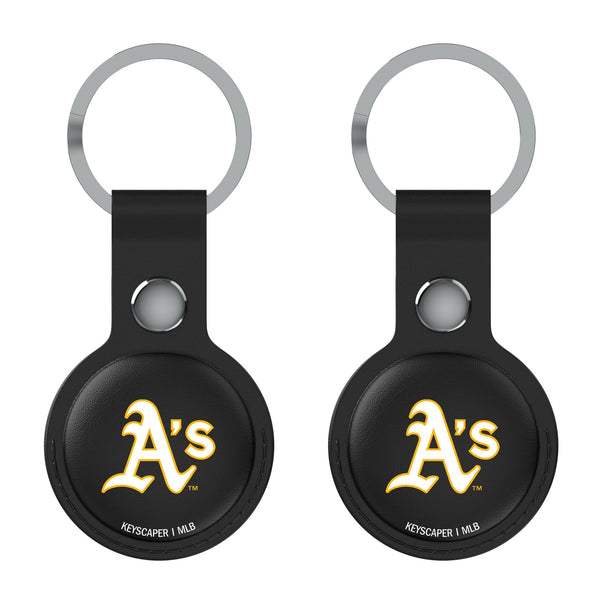 Oakland Athletics Insignia AirTag Black Airtag Holder 2-Pack Flat.Jpg