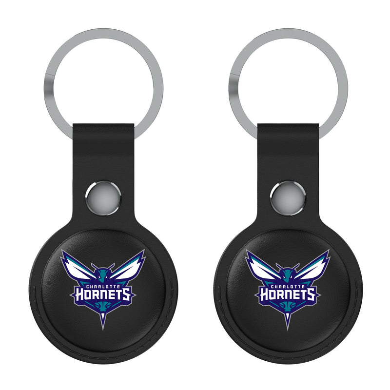 Charlotte Hornets Insignia AirTag Black Airtag Holder 2-Pack Flat.Jpg