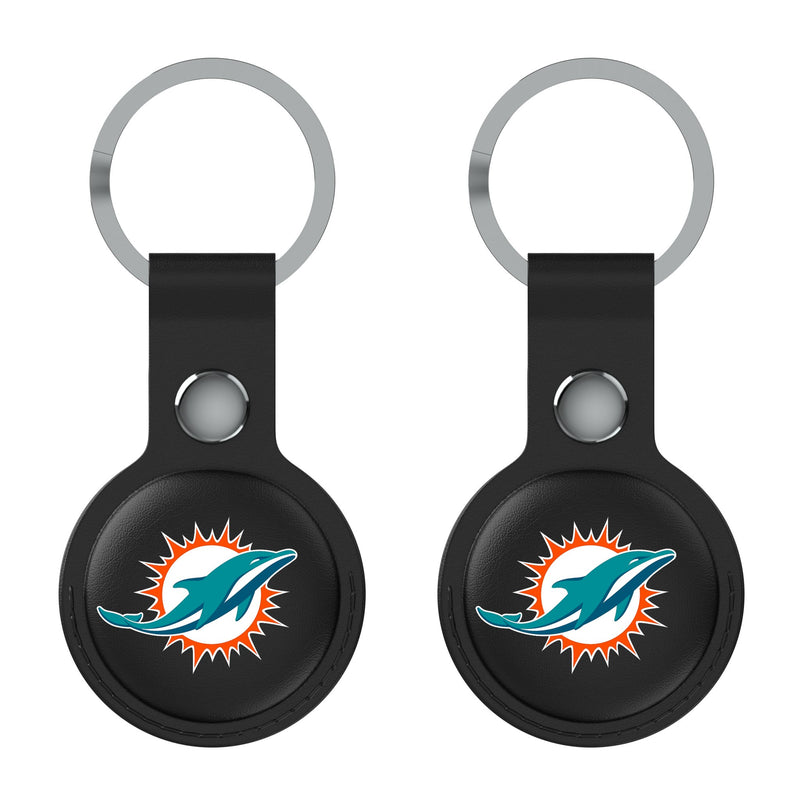 Miami Dolphins Insignia AirTag Black Airtag Holder 2-Pack Flat.Jpg