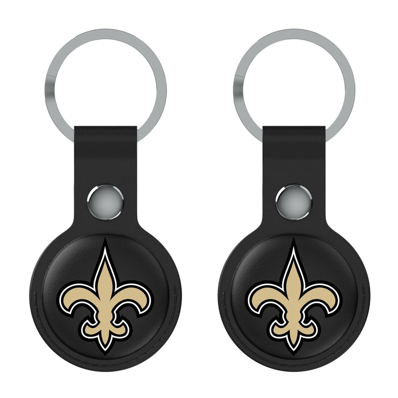 New Orleans Saints Insignia AirTag Black Airtag Holder 2-Pack Flat.Jpg