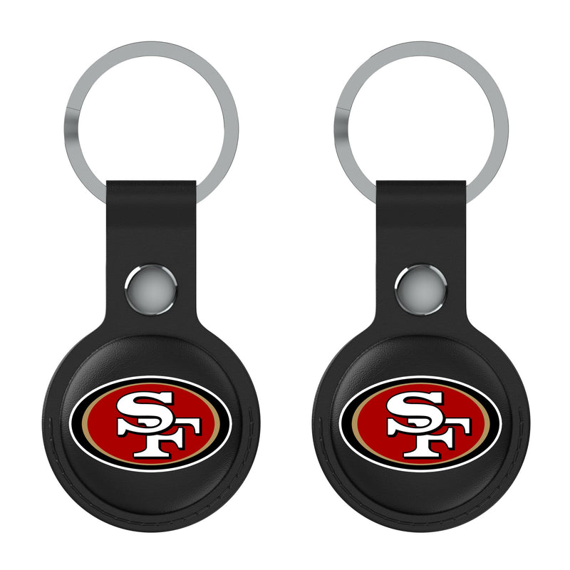 San Francisco 49ers Insignia AirTag Black Airtag Holder 2-Pack Flat.Jpg