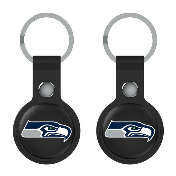 Seattle Seahawks Insignia AirTag Black Airtag Holder 2-Pack Flat.Jpg