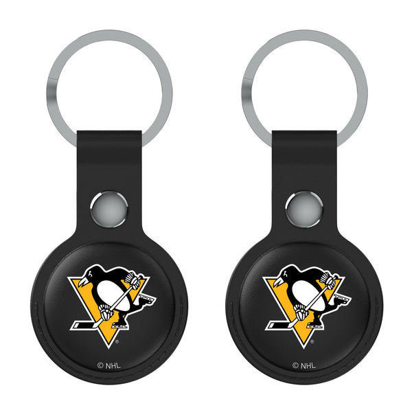 Pittsburgh Penguins Insignia AirTag Black Airtag Holder 2-Pack Flat.Jpg