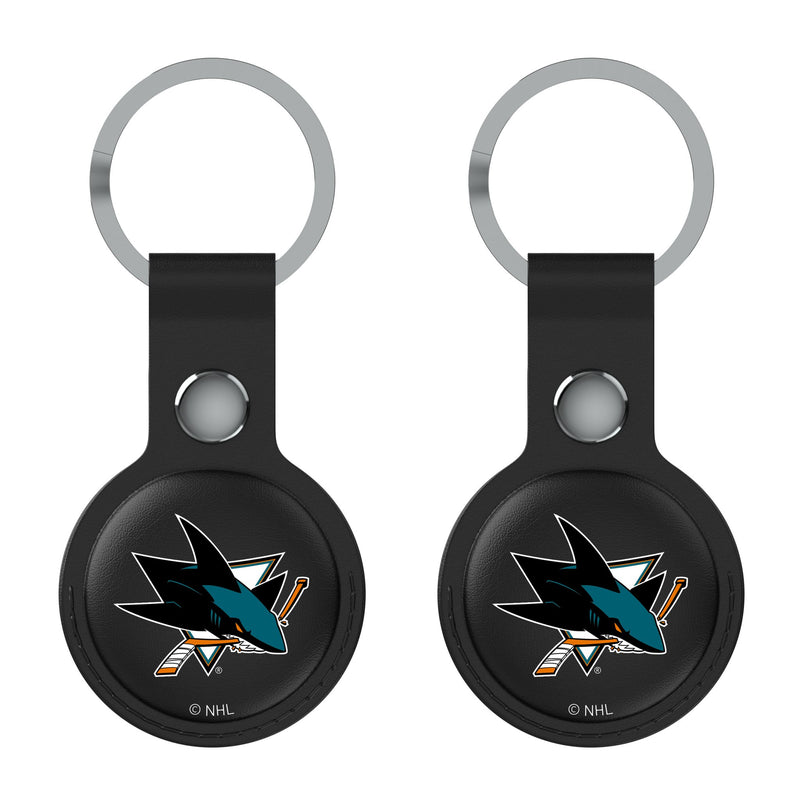 San Jose Sharks Insignia AirTag Black Airtag Holder 2-Pack Flat.Jpg