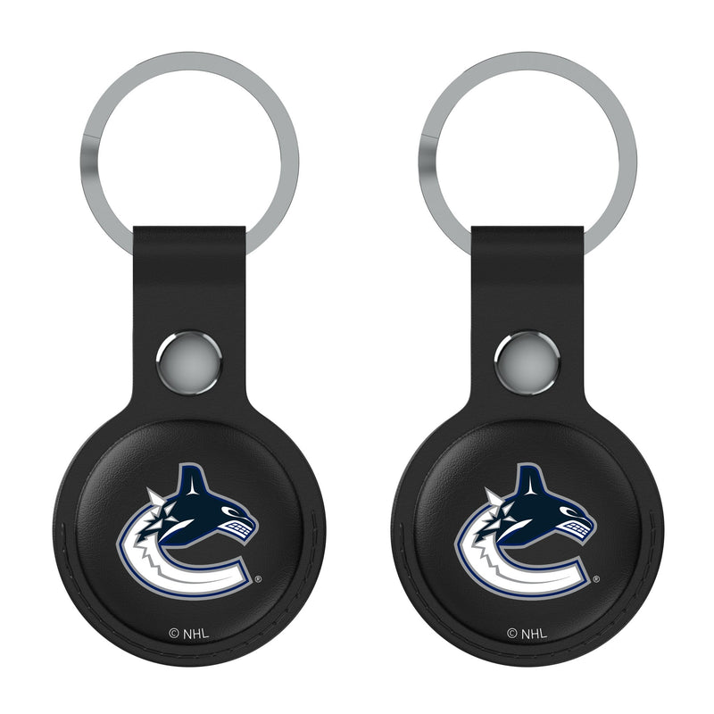 Vancouver Canucks Insignia AirTag Black Airtag Holder 2-Pack Flat.Jpg