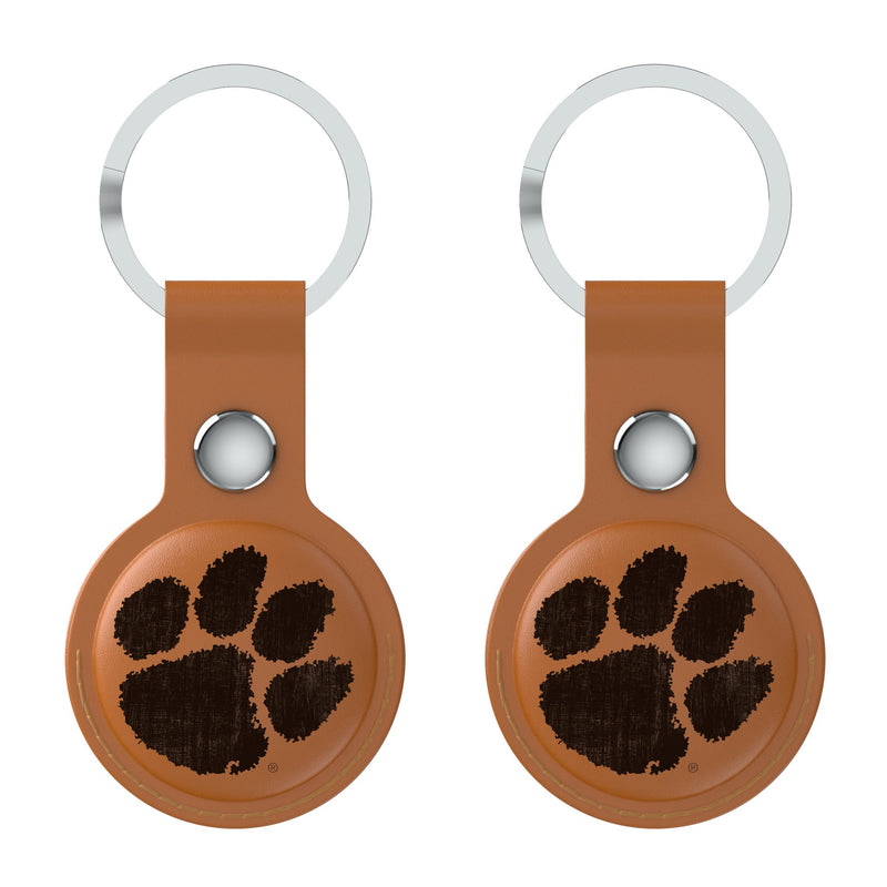 Clemson University Tigers Burn AirTag Brown Airtag Holder 2-Pack Flat.Jpg