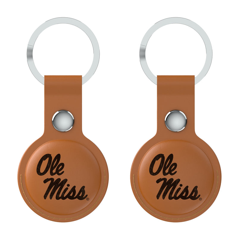 University of Mississippi Rebels Burn AirTag Brown Airtag Holder 2-Pack Flat.Jpg