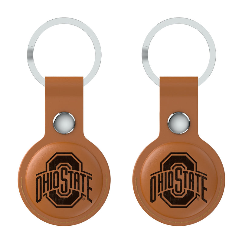 Ohio State University Buckeyes Burn AirTag Brown Airtag Holder 2-Pack Flat.Jpg