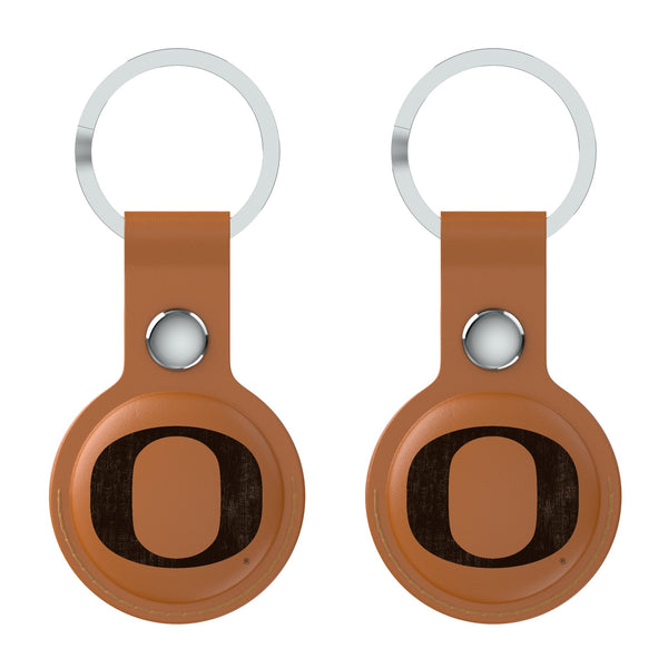 University of Oregon Ducks Burn AirTag Brown Airtag Holder 2-Pack Flat.Jpg