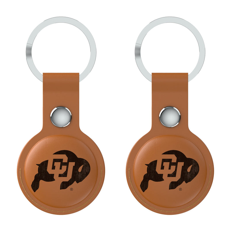 University of Colorado Buffaloes Burn AirTag Brown Airtag Holder 2-Pack Flat.Jpg