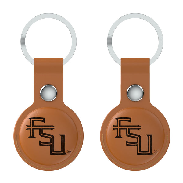 Florida State University Seminoles Athletic Wordmark Burn AirTag Brown Airtag Holder 2-Pack Flat.Jpg