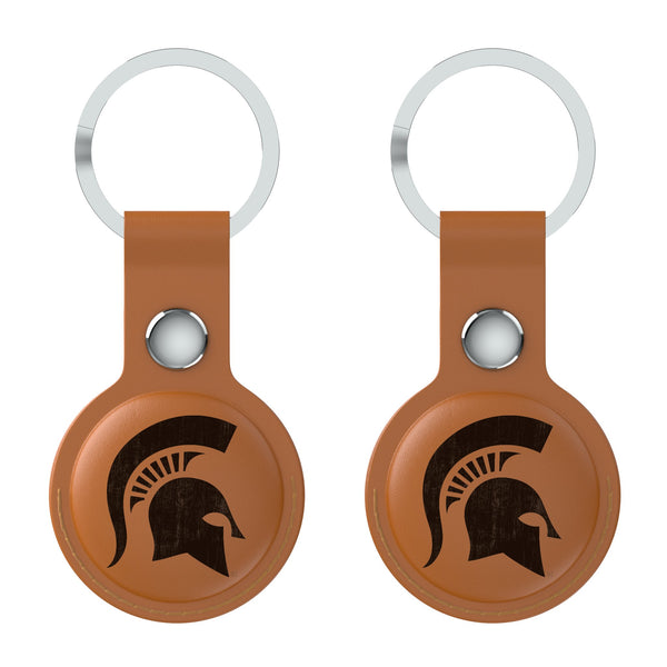 Michigan State University Spartans Burn AirTag Brown Airtag Holder 2-Pack Flat.Jpg