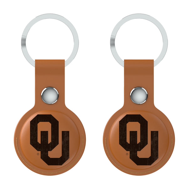 University of Oklahoma Sooners Burn AirTag Brown Airtag Holder 2-Pack Flat.Jpg