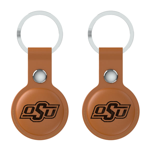 Oklahoma State University Cowboys Burn AirTag Brown Airtag Holder 2-Pack Flat.Jpg