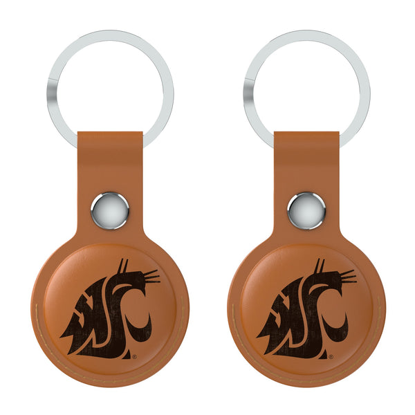 Washington State University Cougars Burn AirTag Brown Airtag Holder 2-Pack Flat.Jpg