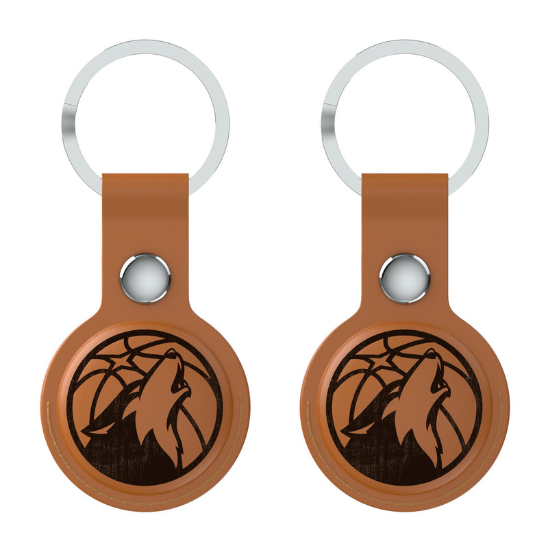 Minnesota Timberwolves Burn AirTag Brown Airtag Holder 2-Pack Flat.Jpg