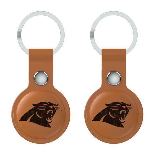 Carolina Panthers Burn AirTag Brown Airtag Holder 2-Pack Flat.Jpg