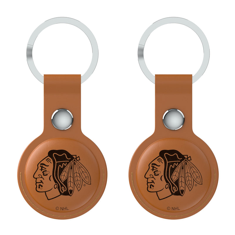 Chicago Blackhawks Burn AirTag Brown Airtag Holder 2-Pack Flat.Jpg