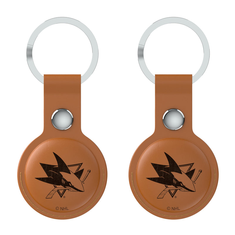 San Jose Sharks Burn AirTag Brown Airtag Holder 2-Pack Flat.Jpg