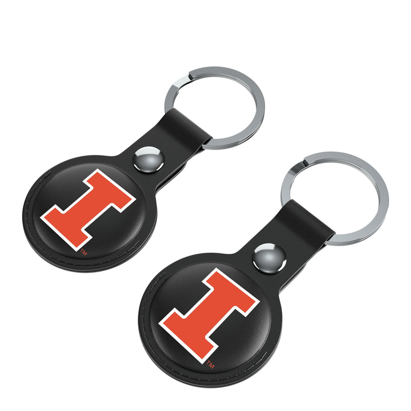 University of Illinois Fighting Illini Insignia AirTag Black Airtag Holder 2-Pack Iso.Jpg