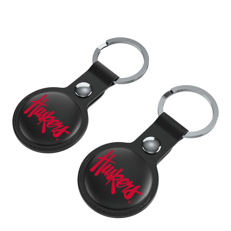 University of Nebraska Huskers Insignia AirTag Black Airtag Holder 2-Pack Iso.Jpg