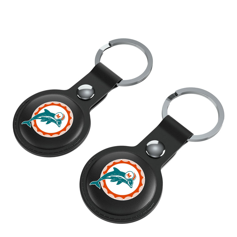 Miami Dolphins 1966-1973 Historic Collection Insignia AirTag Black Airtag Holder 2-Pack Iso.Jpg